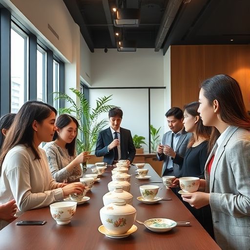 年轻人在广州高端喝茶工作室品茶