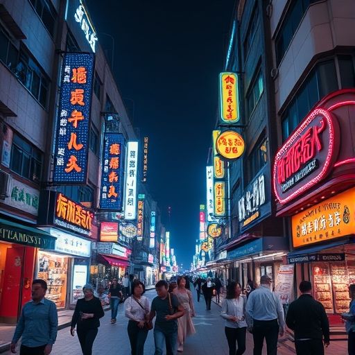 广州夜间街头景象