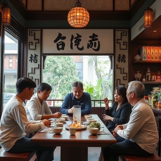 广州茶肆中老师们喝茶聊天