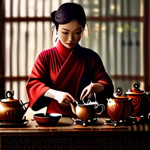 茶艺师优雅泡茶的瞬间