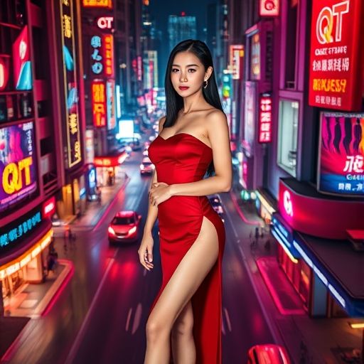 广州夜晚霓虹闪烁的娱乐场所全景