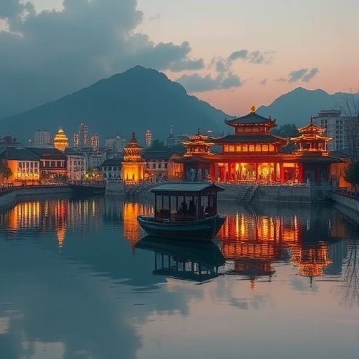 圈中楼夜市的热闹景象