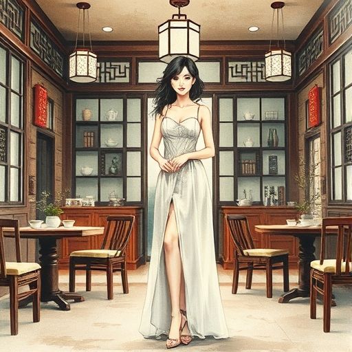 茶肆内的传统布置与现代融合