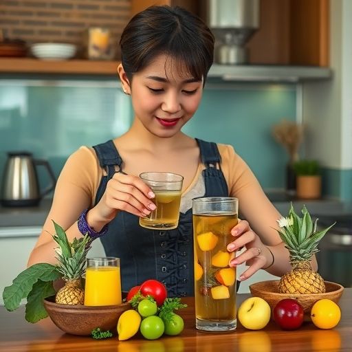 广州年轻人制作果茶