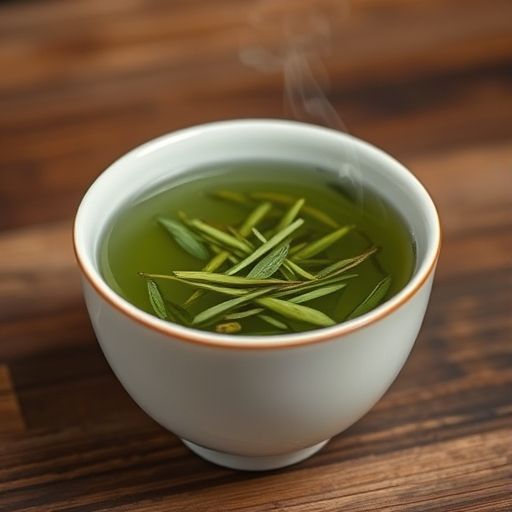 一杯热气腾腾的绿茶