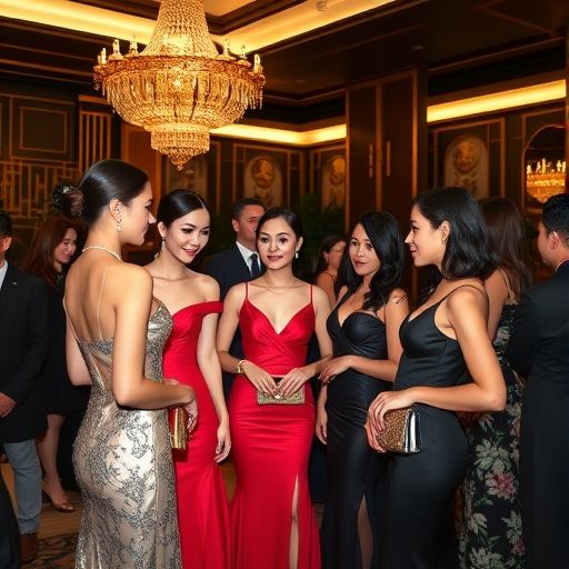 广州高端商务模特在豪华活动中与宾客互动