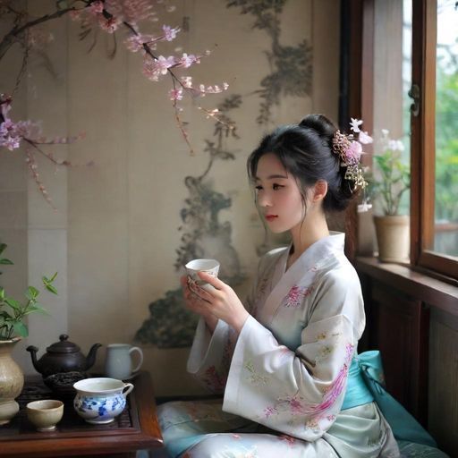 刻有广府花纹的精美茶具