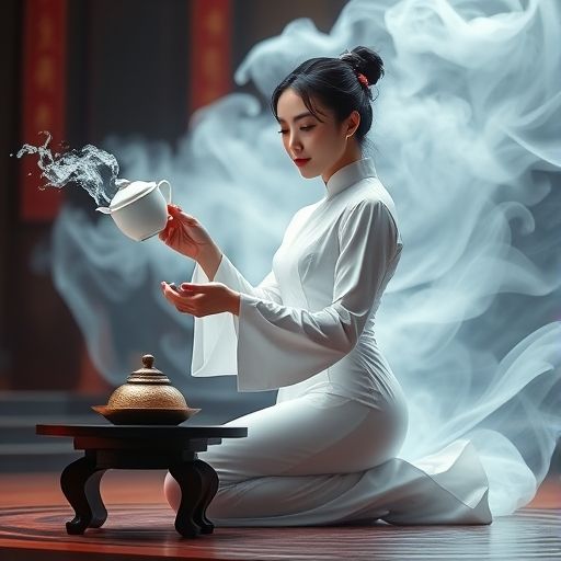 茶艺师表演特写