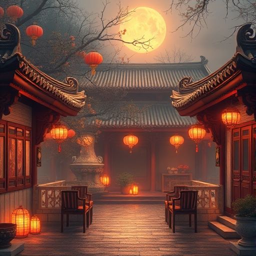 茶室内的木质茶桌与精致茶具