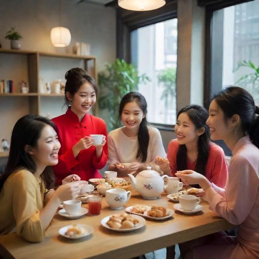 公司员工享受由广州品茶外卖工作室提供的下午茶时光