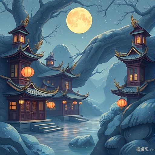 夜晚茶肆的温馨灯光