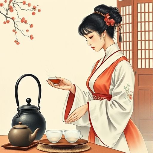 茶艺师优雅泡茶的瞬间