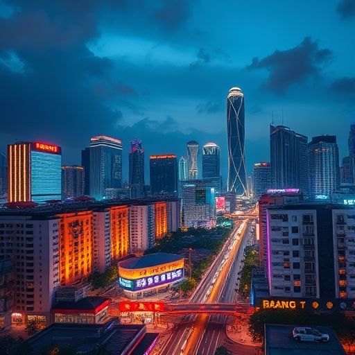 广州夜景城市风光