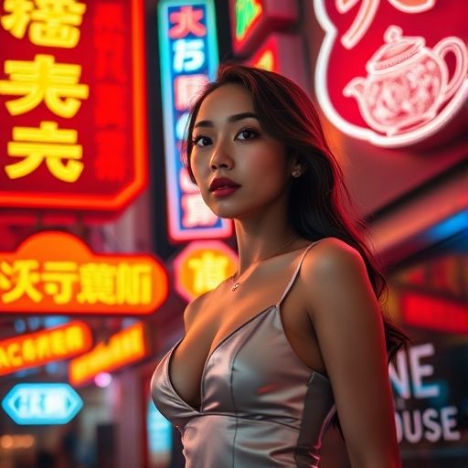 茶室门口的霓虹灯牌,充满都市气息