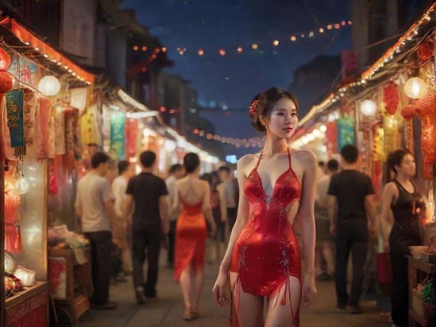 番禺夜市美食街夜景