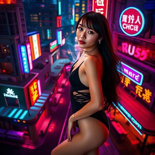 城市夜场会所的霓虹灯光氛围