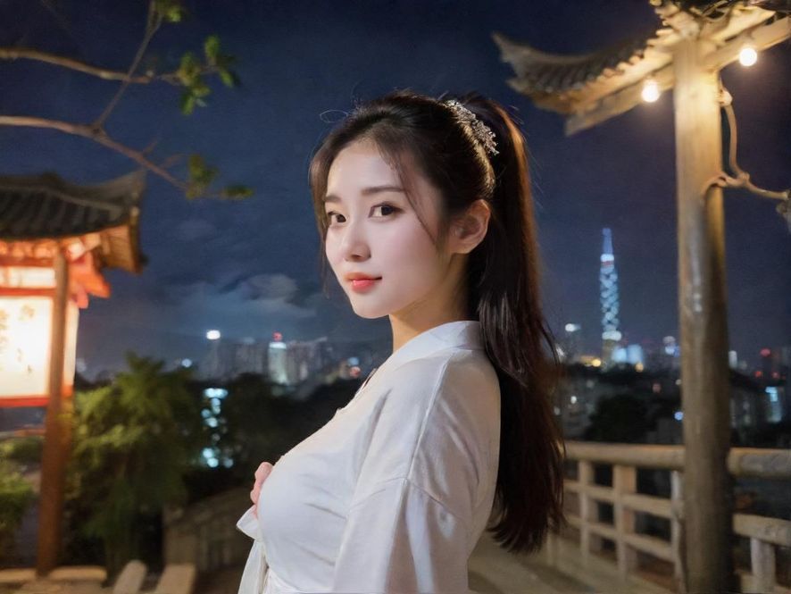 广州白云区夜场霓虹闪烁的俯视夜景