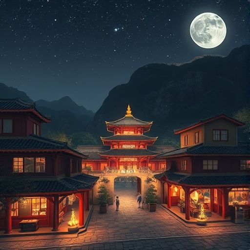 广州夜色下的休闲场所入口