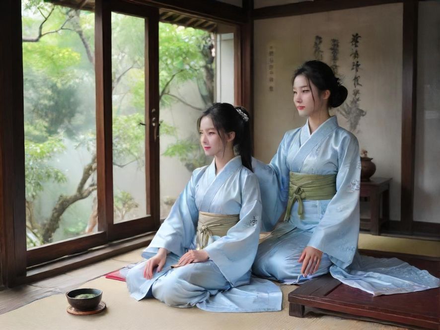 龙华高端茶室内部,木质桌椅,茶香弥漫