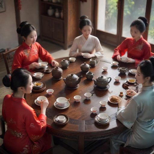 温州龙湾茶会,茶友围桌品茶的温馨场景