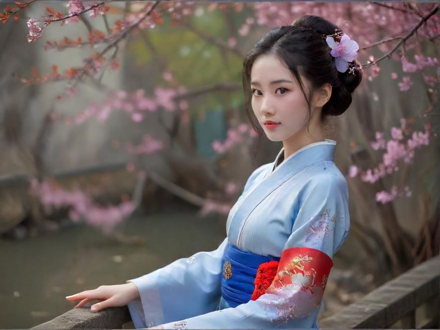 一位女性在郑州爽记的宁静环境中享受放松，背影唯美，氛围舒适。