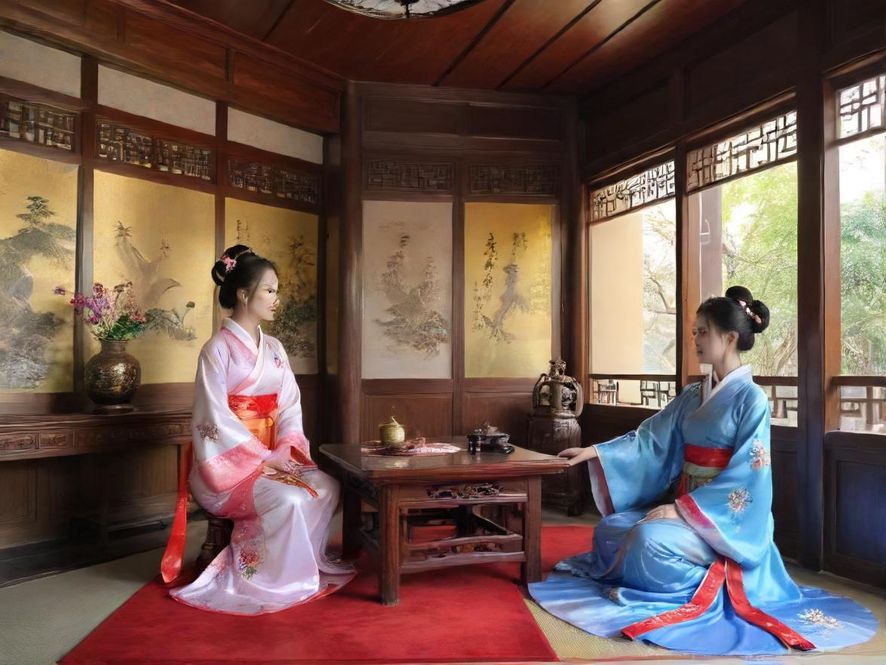 一个奢华的私人会所内部,灯光暧昧,营造出私密且放松的氛围。