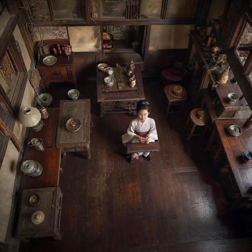 温州龙湾茶社的复古茶室,展现优雅氛围