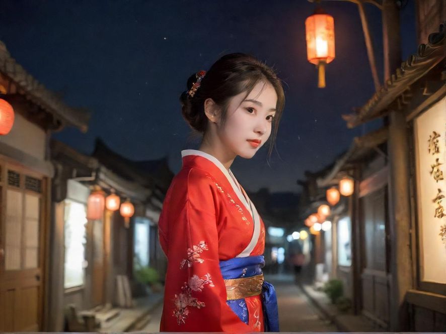 繁华都市夜景，霓虹闪烁，充满活力