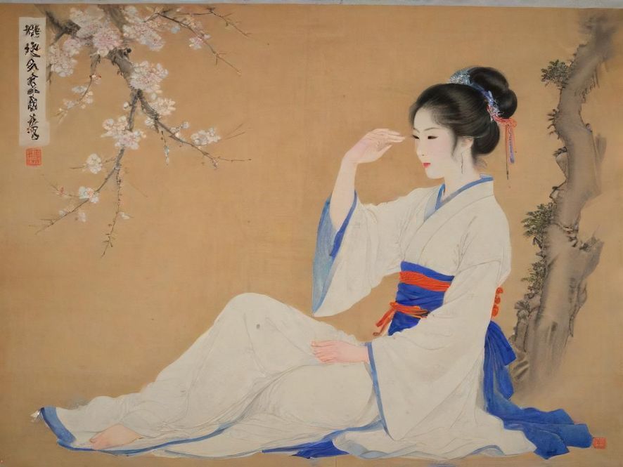 一个人在深圳宝安放松享受的艺术插画