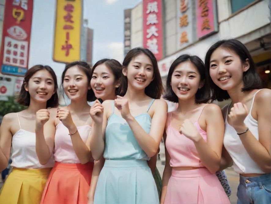 一群年轻人在佛山一家休闲会所门口,面带笑容,轻松愉快地交谈。