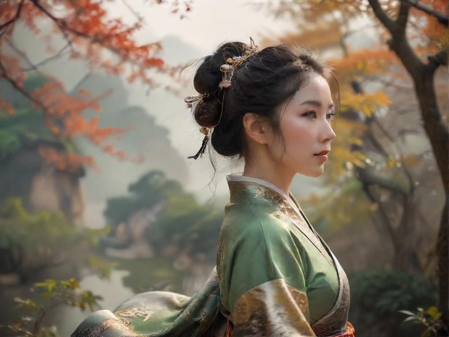 深圳龙华一处高端茶社的雅致内景,暖色调光影营造出温馨氛围,窗外隐约可见中式园林景观。