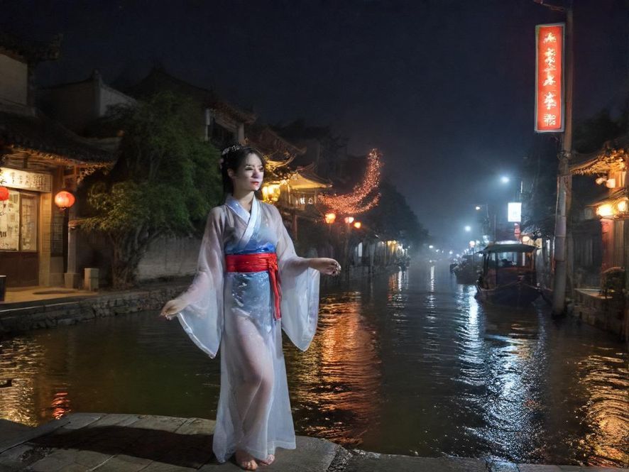 广州车陂夜景，霓虹闪烁，车水马龙，展现都市活力。