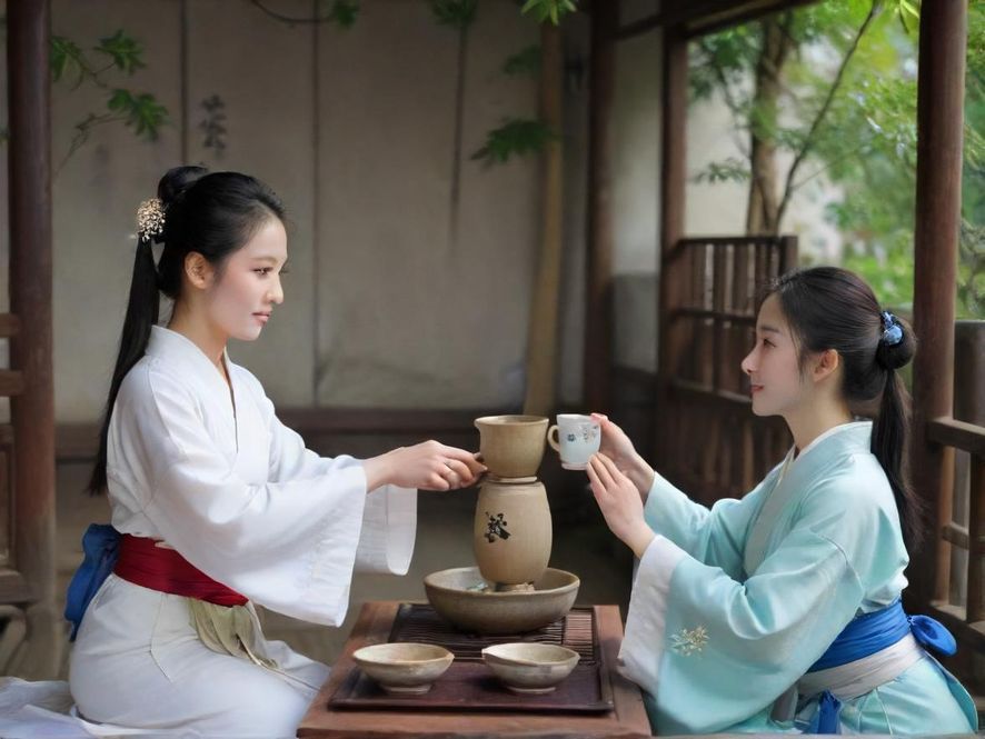 天河茶会现场,复古风格茶室,茶香弥漫