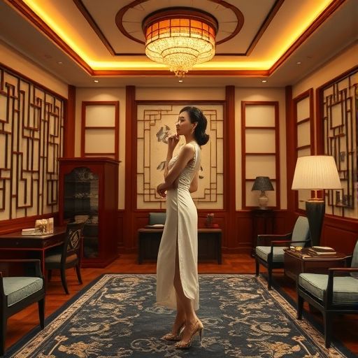 一间布置雅致、灯光柔和的私密茶室,舒适的沙发和茶几,给人一种放松的氛围。