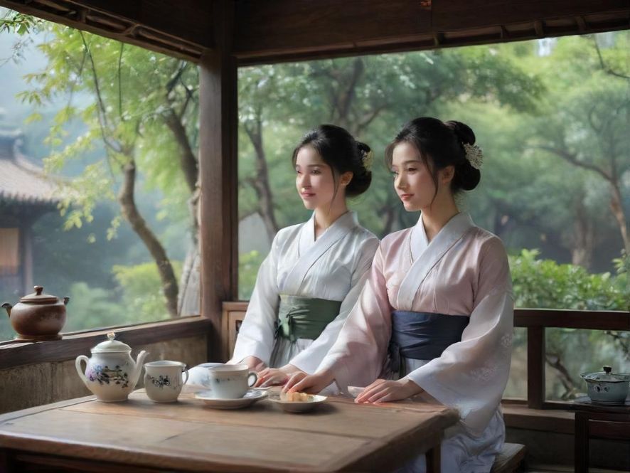 广州隐秘茶社内部复古环境展示