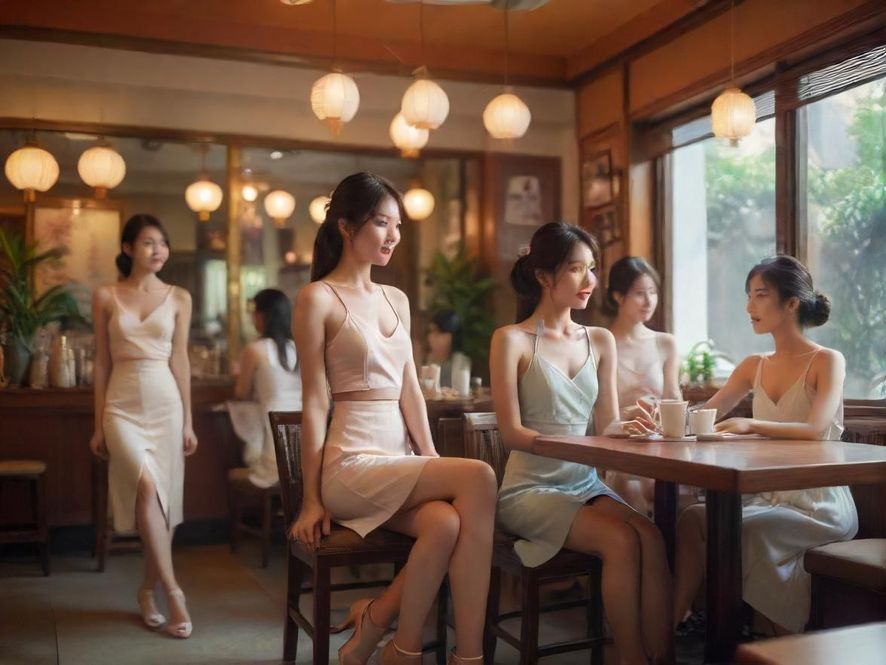 一位气质优雅的女性在上海的私密茶室中品鉴新茶,室内光线柔和,氛围温馨。