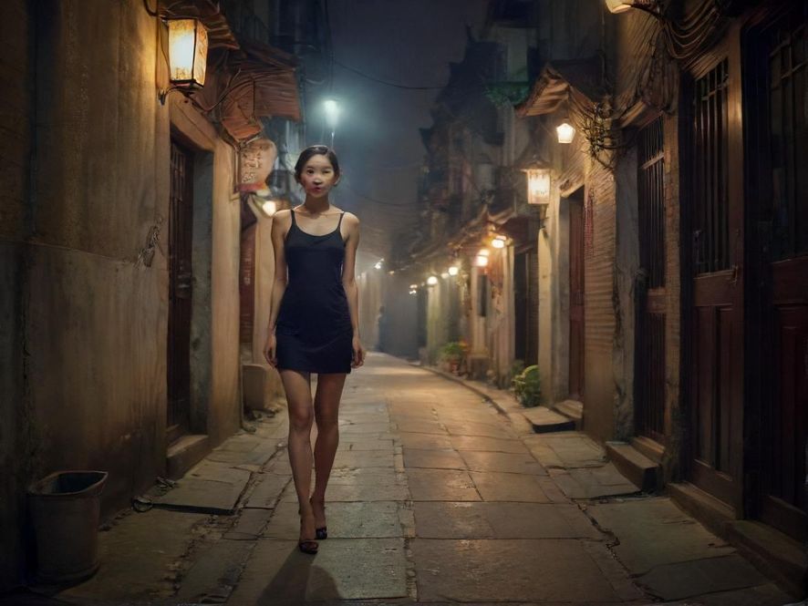 广州老城区夜景一角