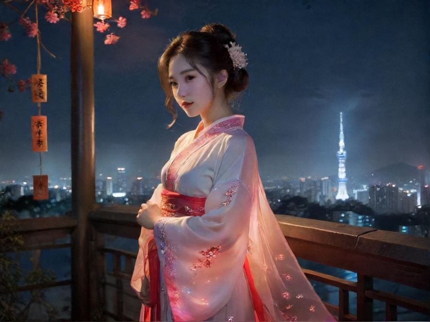 广州夜色迷离街道