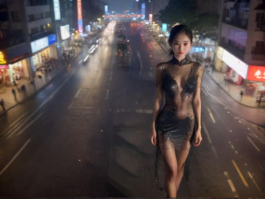 广州南州路夜色下的街景