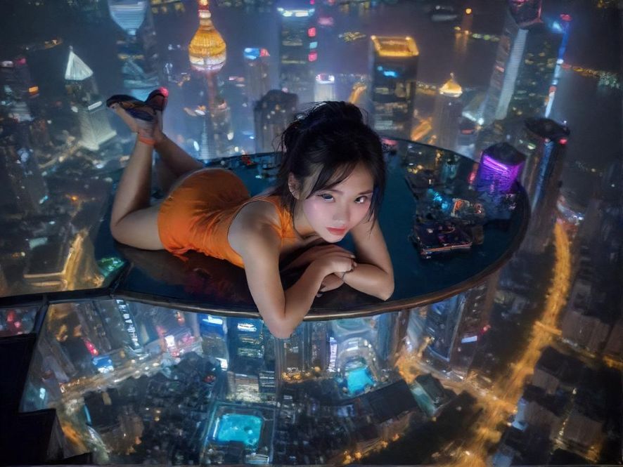 上海魔都璀璨的夜景,从高处俯瞰,城市灯火辉煌,充满未来感。