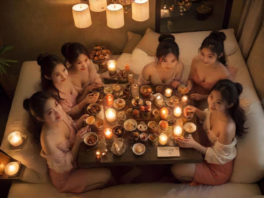 深圳高端会所内景,精致的茶点与香薰摆设,营造出尊贵而温暖的VIP休息区氛围。