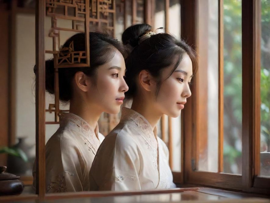 深圳浦友茶馆茶艺师优雅泡茶,窗边光影唯美动人