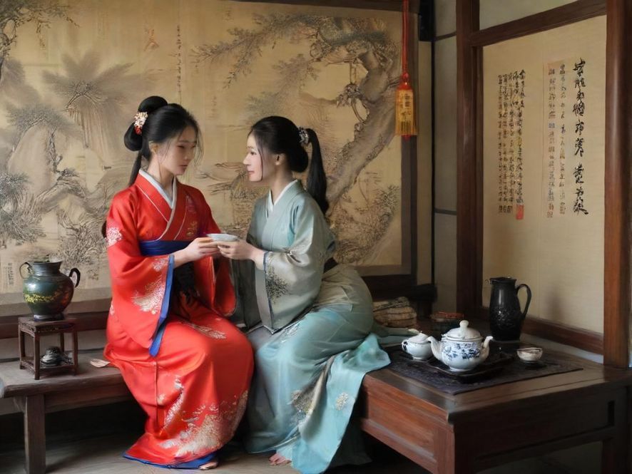 广州品茶雅间一角