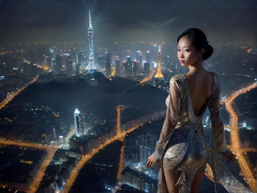 广州夜色下的城市景象