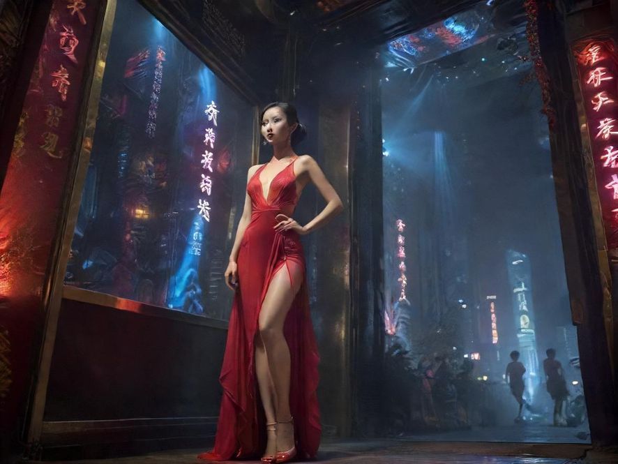 广州夜场会所入口的电影感夜景