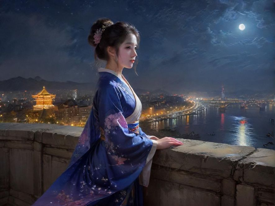 西安城市夜景,繁华都市氛围