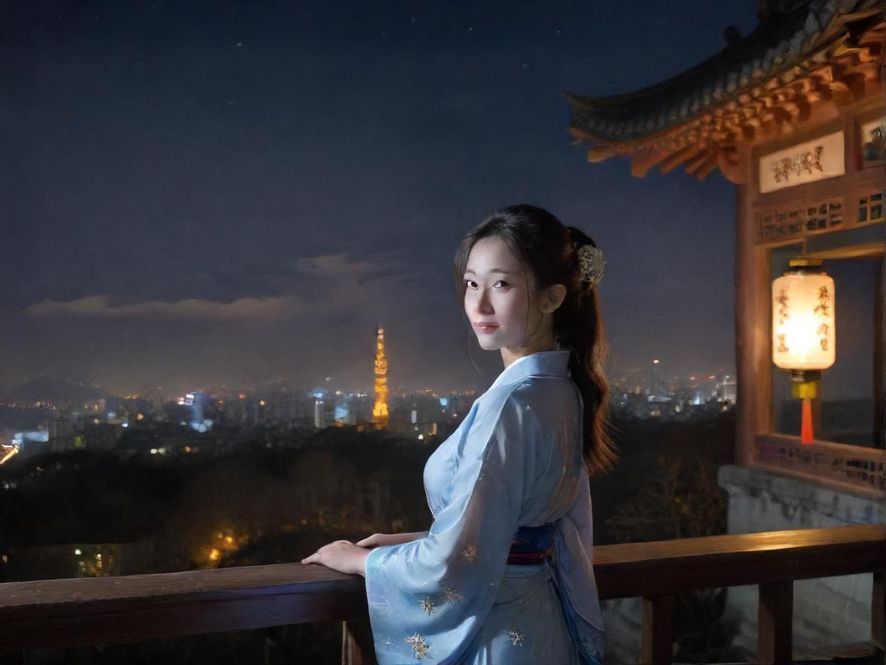 广州夜景下的休闲会所外观