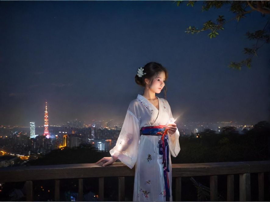 广州夜晚街景一角