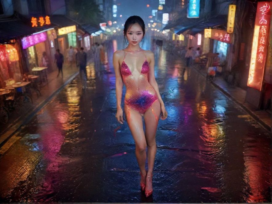 广州城市夜晚俯视街景