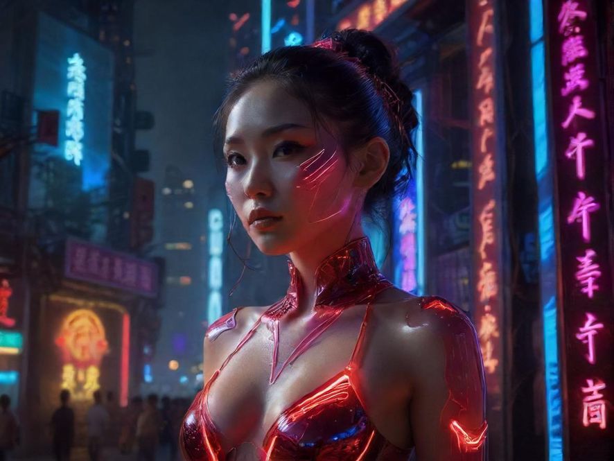 广州夜场入口霓虹灯光